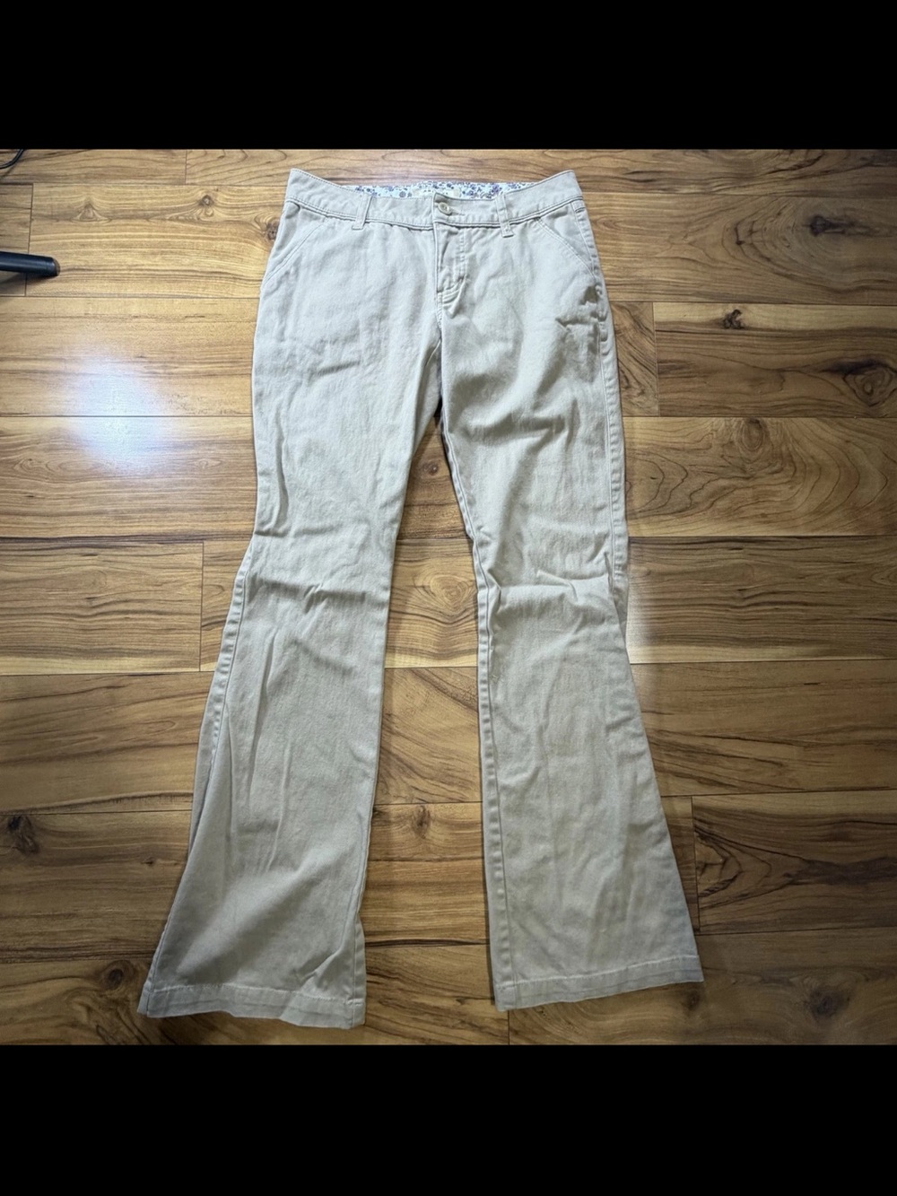 Beige Flared Corduroy Pants
